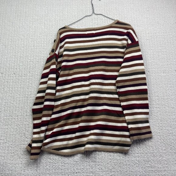 VTG St John’s Bay Knit Boat neck Pullover Sweater Wom Sz XL Multicolor Striped - Picture 10 of 12